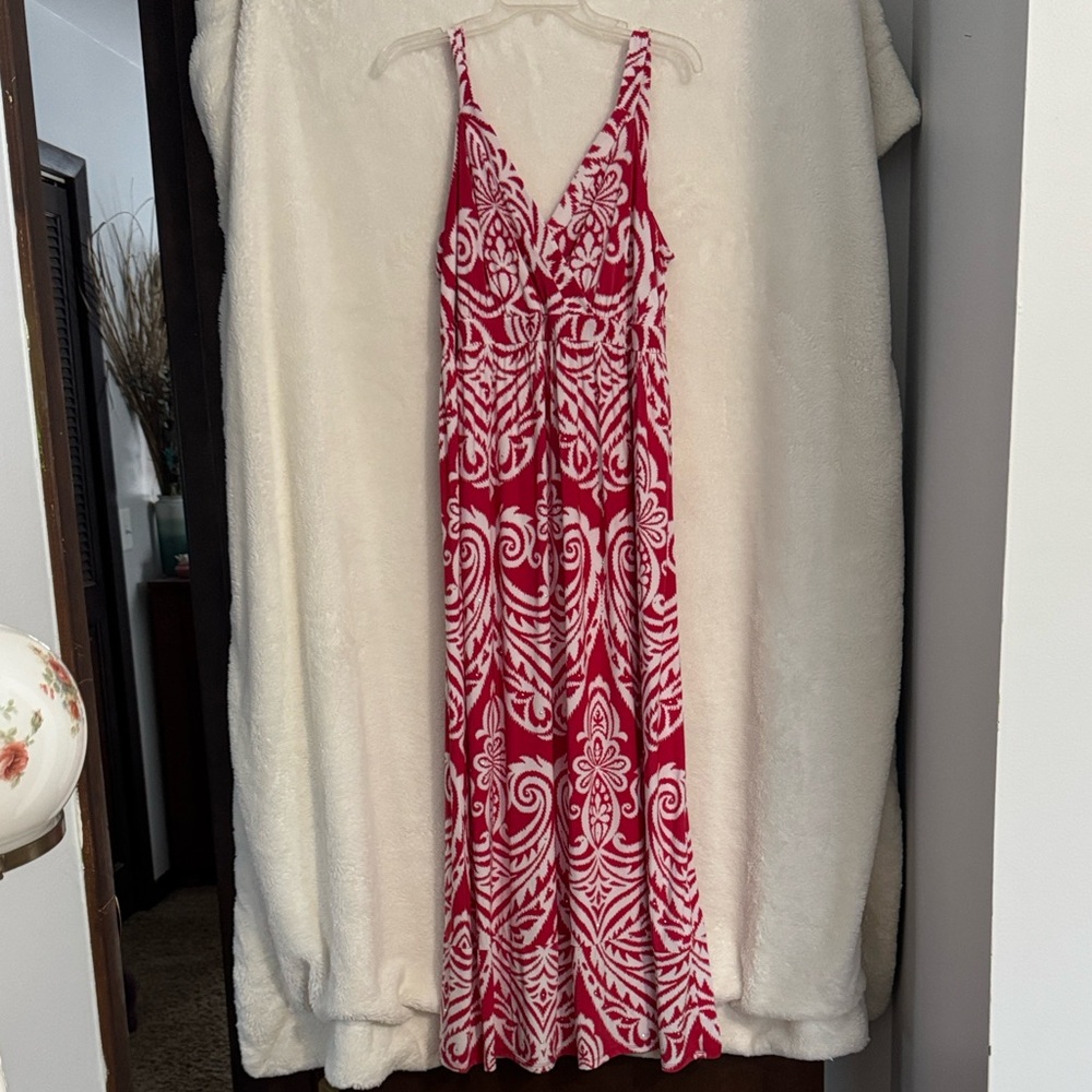 INC International Concepts Red and White Maxi Dress